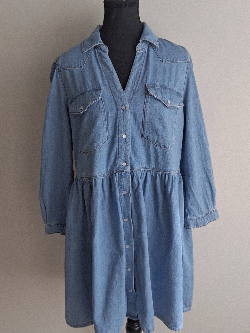 Ba&sh Denim Linona Cotton Dress Size 2 Medium VGUC